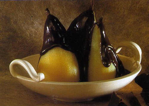 peras bañadas con salsa de chocolate light