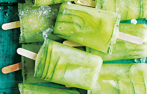 Helado de pepino, menta y lima